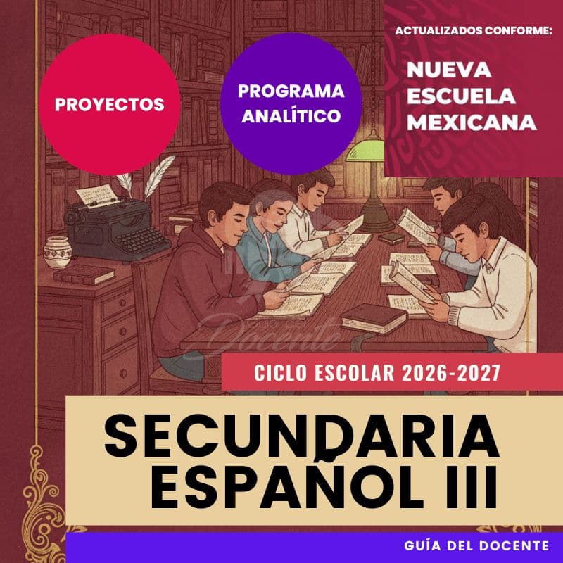 Planeación Nueva Escuela Mexicana Secundaria Español III ciclo 2026-2027 — Portada