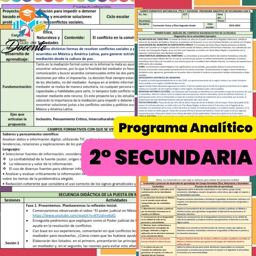 Programa Analítico 2° Secundaria + Agenda escolar 2023