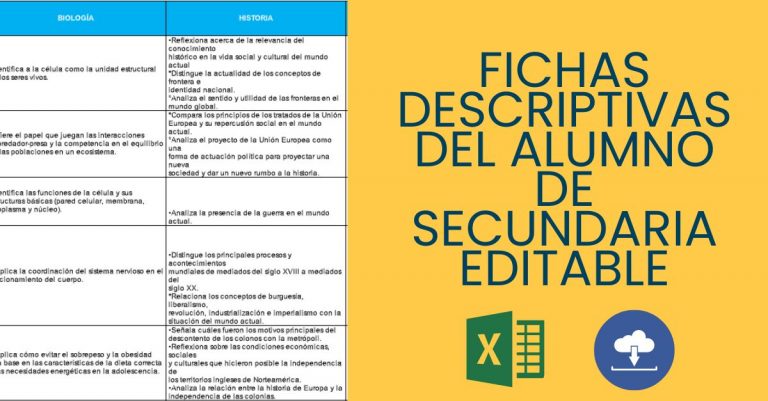 Fichas descriptivas del alumno de secundaria editable - gratuito